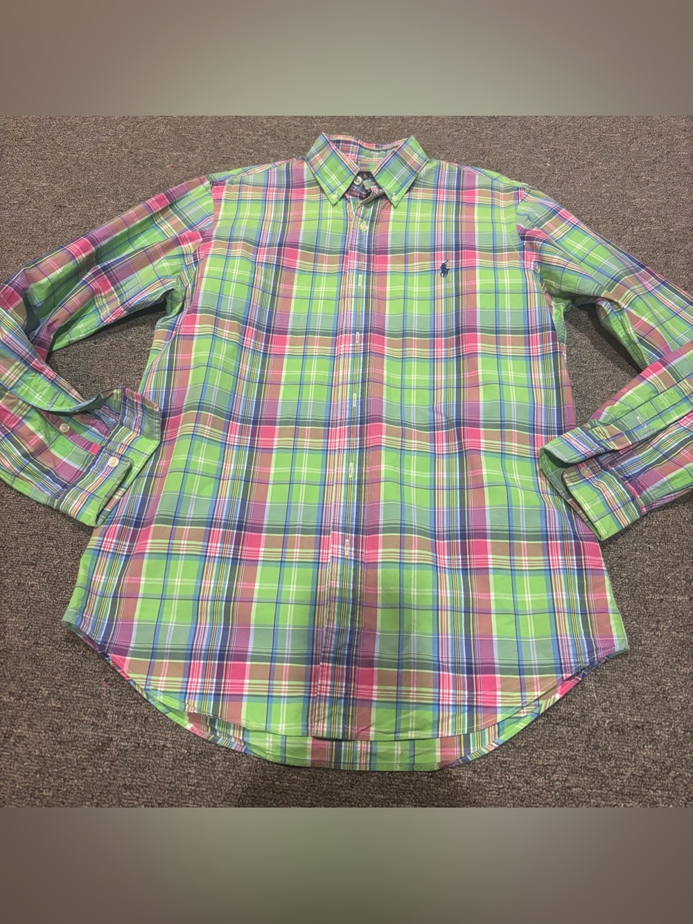 NWT Polo Ralph Lauren Shirt Mens Summer Cotton Plaid L/S Button Down Shirt S